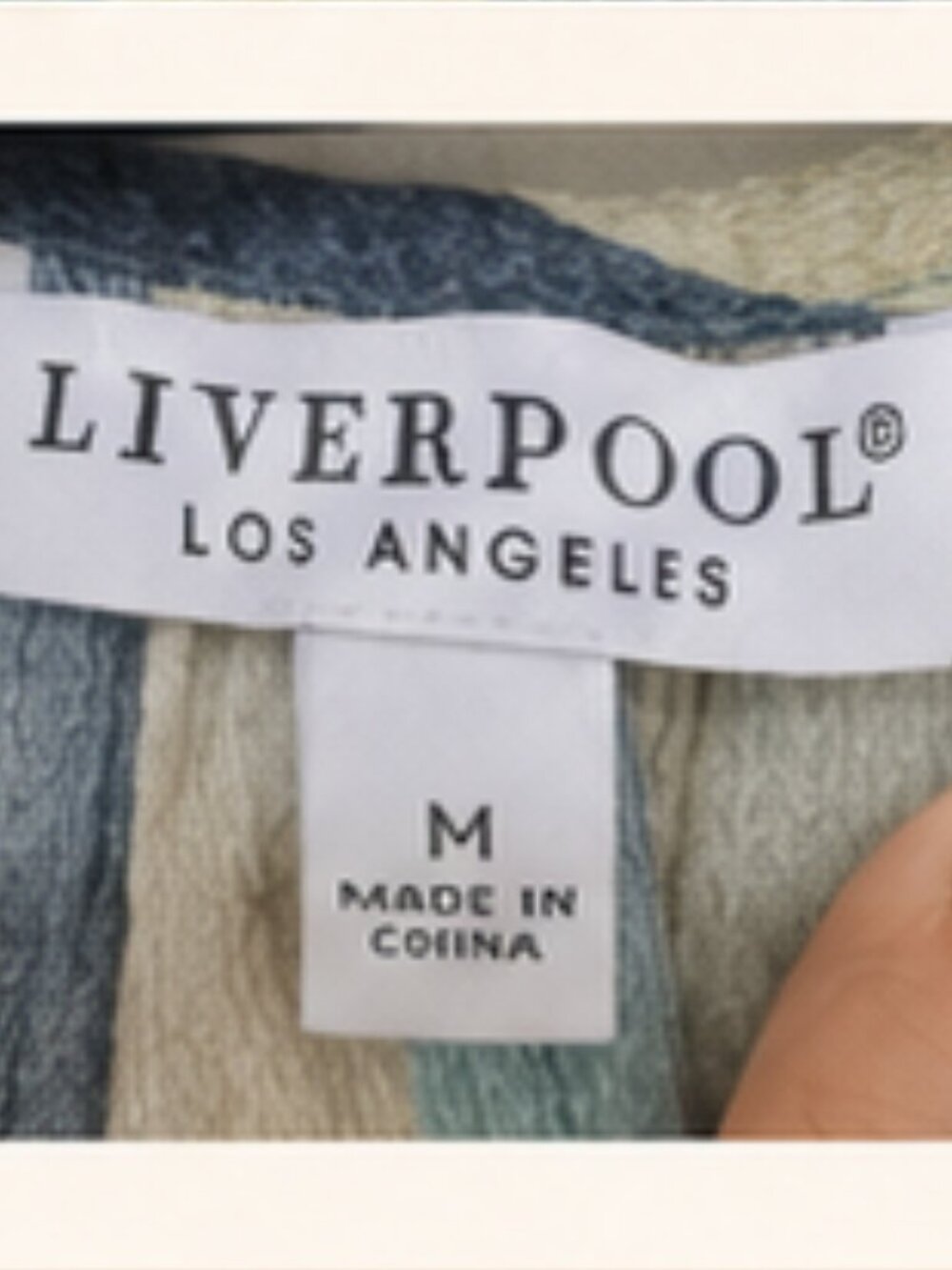 Liverpool Los Angeles Striped Gauze Blouse Green Blue Button Front M - Picture 4 of 5